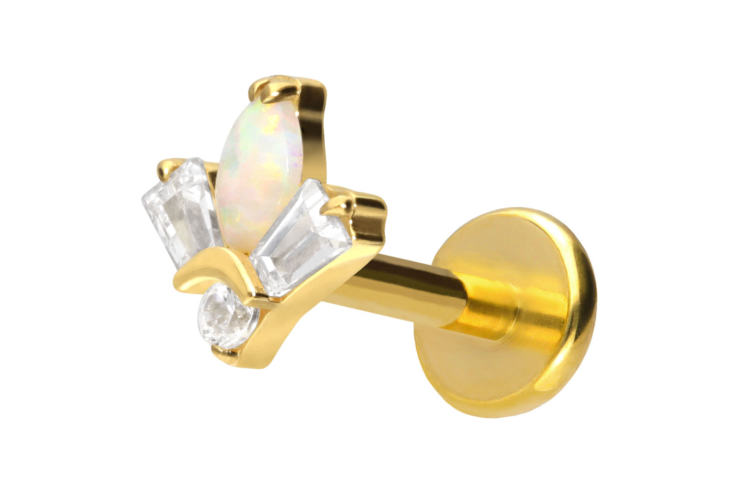 Titan Labret Piercing mit Push Fit LOTUSBLÜTE